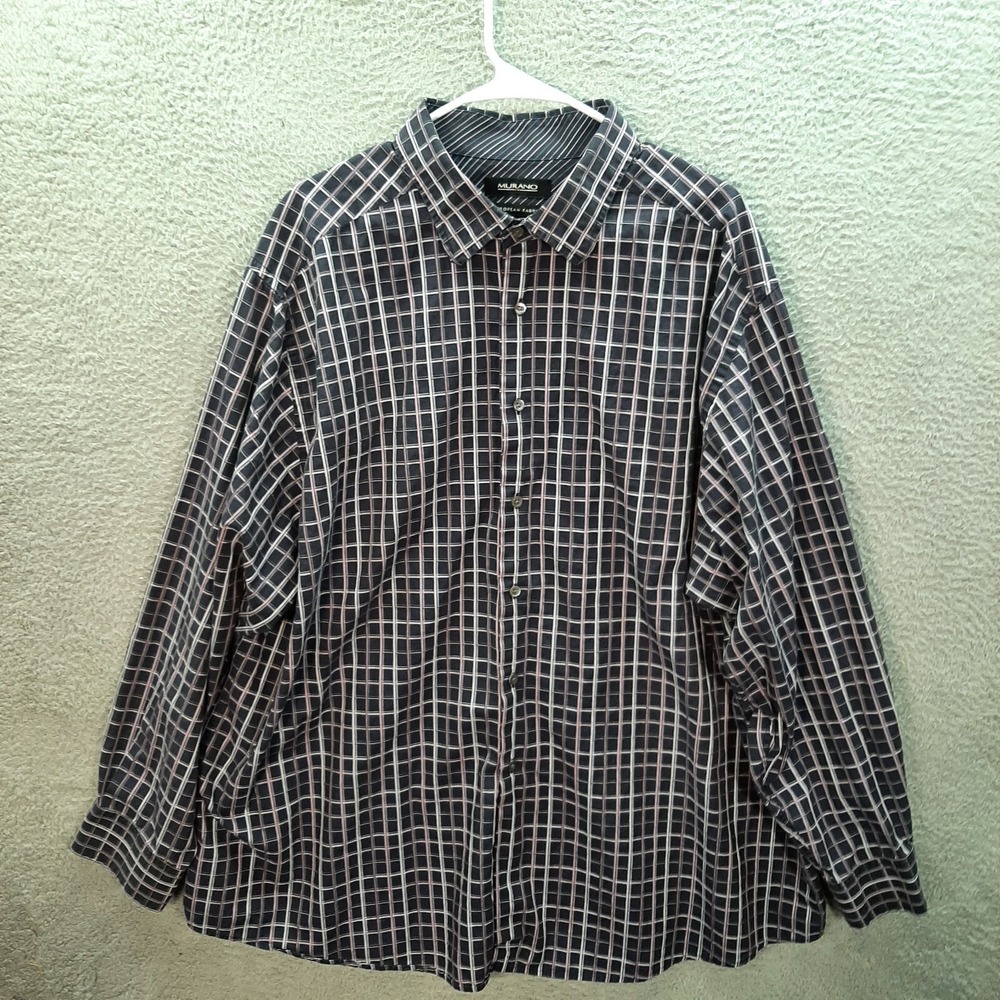 Murano Shirt Adult 3X Big Blue Purple Plaid Long Sleeve‎ Preppy Workwear Casual
